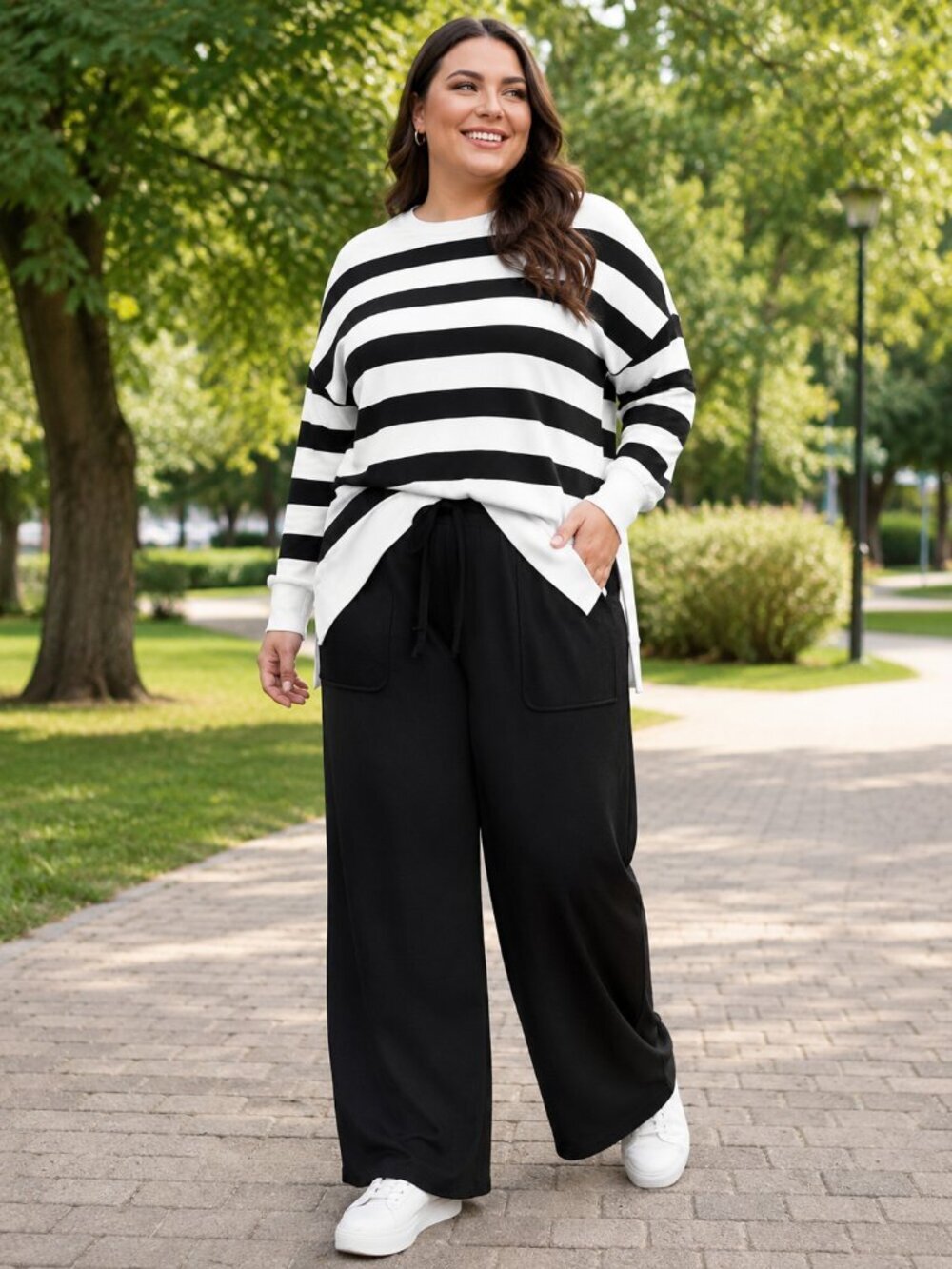 2XL-Women 2 Piece Outfits with Side Split Sweatshirt Top and Wide Leg Sweatpants